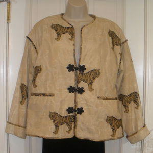 WOMEN'S MAX & MABEL JACKET WITH TIGER - Tan - Sz 1